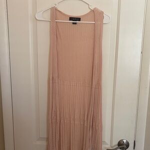 Women’s August Silk Sleeveless Blush long open cardigan - tan medium